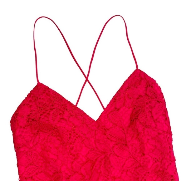 NWT X by NBD Revolve red lace Iris mini dress straps open X back v-neck sz4 - Picture 6 of 15